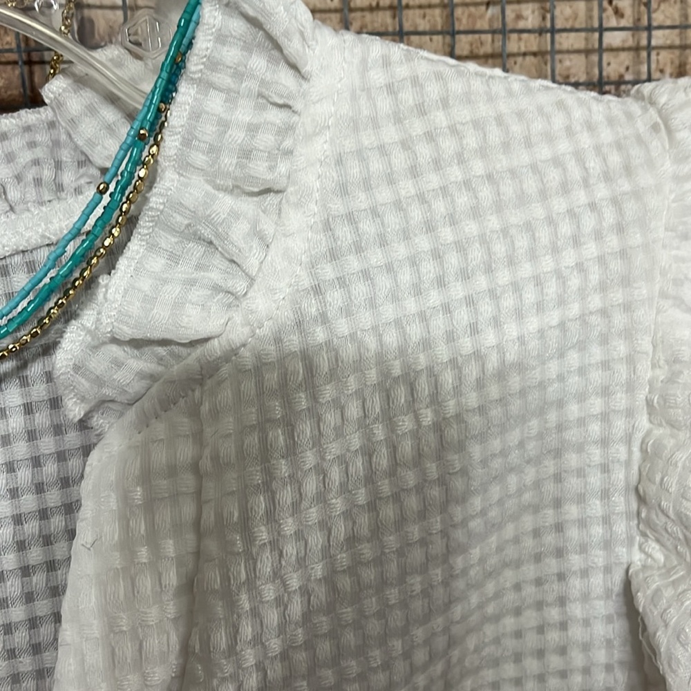 White Ruffled Women's Top - Picture 3 of 4